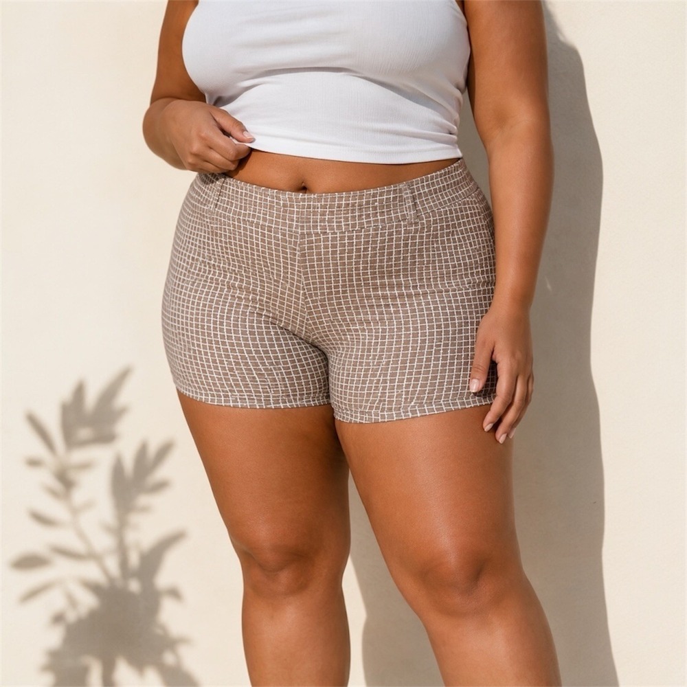 SPANX Sunshine Solutions Printed Shaping Shorts 1X Beige‎ White Pull-On
